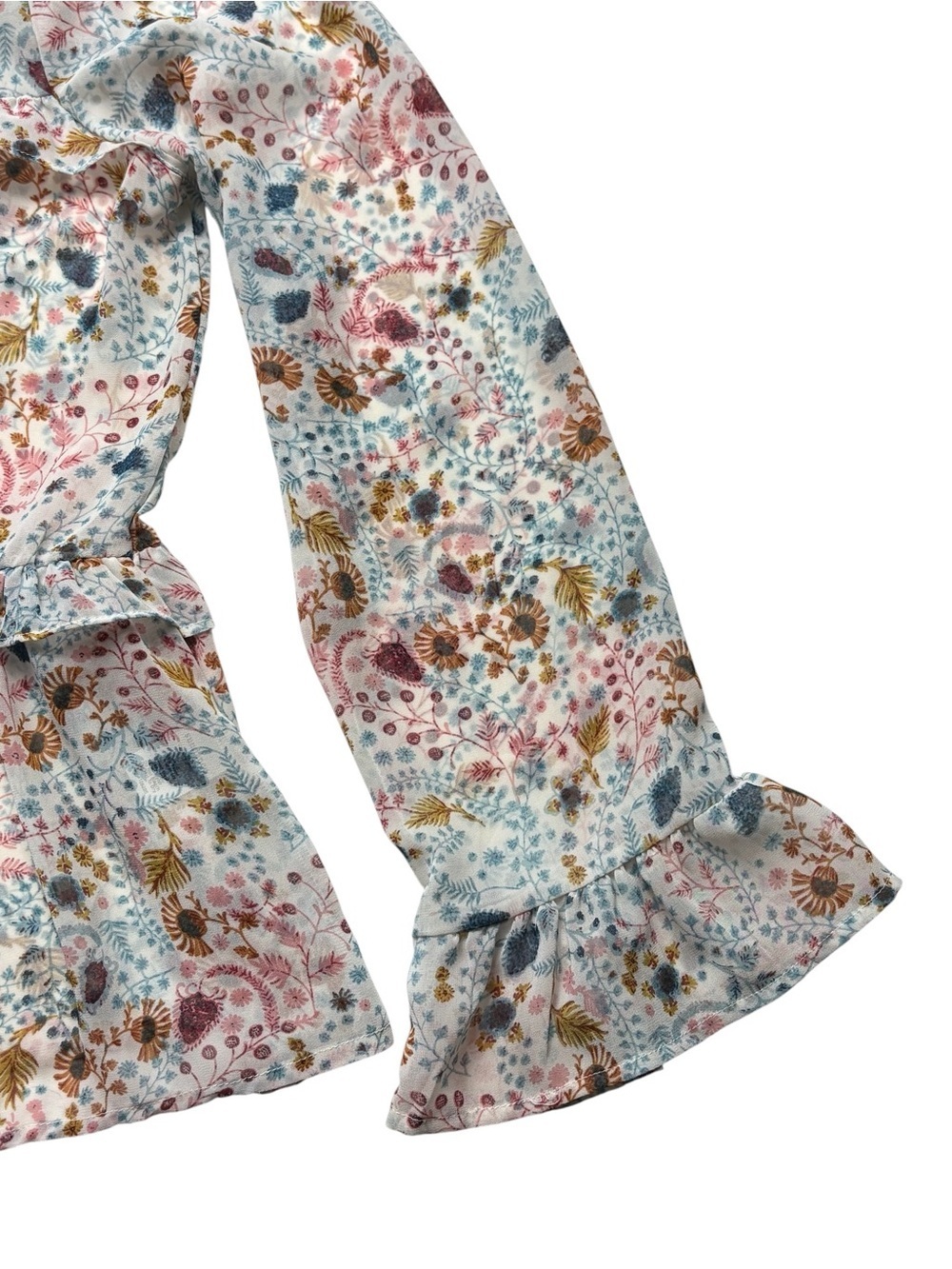 Sundance Celina Tiered Peasant Blouse - Size M - Boho Floral Sheer Ruffle Top - Picture 8 of 12